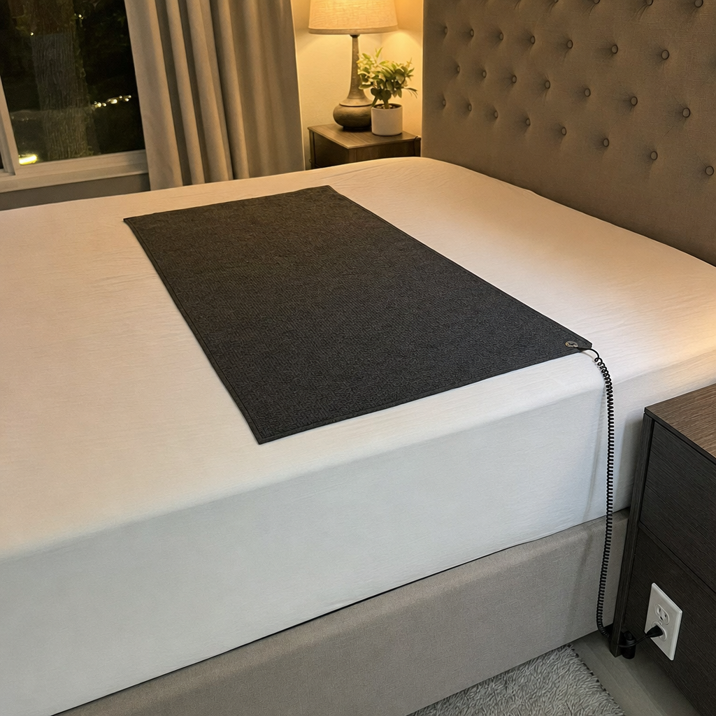 Sleep Through the Night Again — Without Taking Anything. Just Lie Down: The Mat Connects Your Body to the Ground While You Rest.